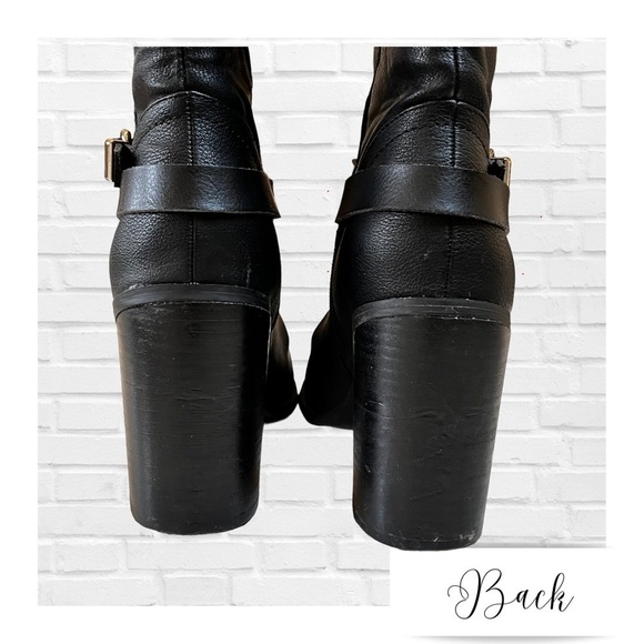 Steve Madden Edrea Black Knee High Boots Harness Buckle Side Zip Size 10 - Picture 5 of 9